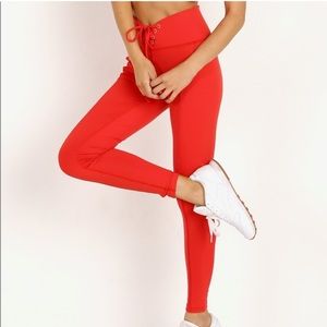 YEAR OF OURS Red ribbed football leggings